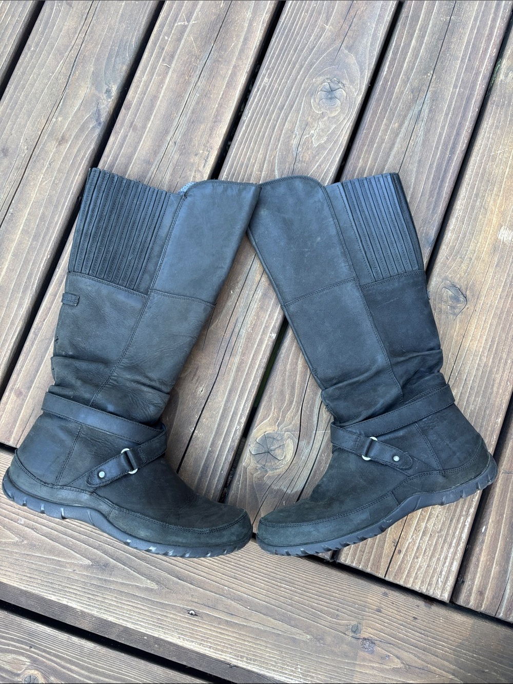 The North Face Black Tall Knee-High Boot with Buckle Strap